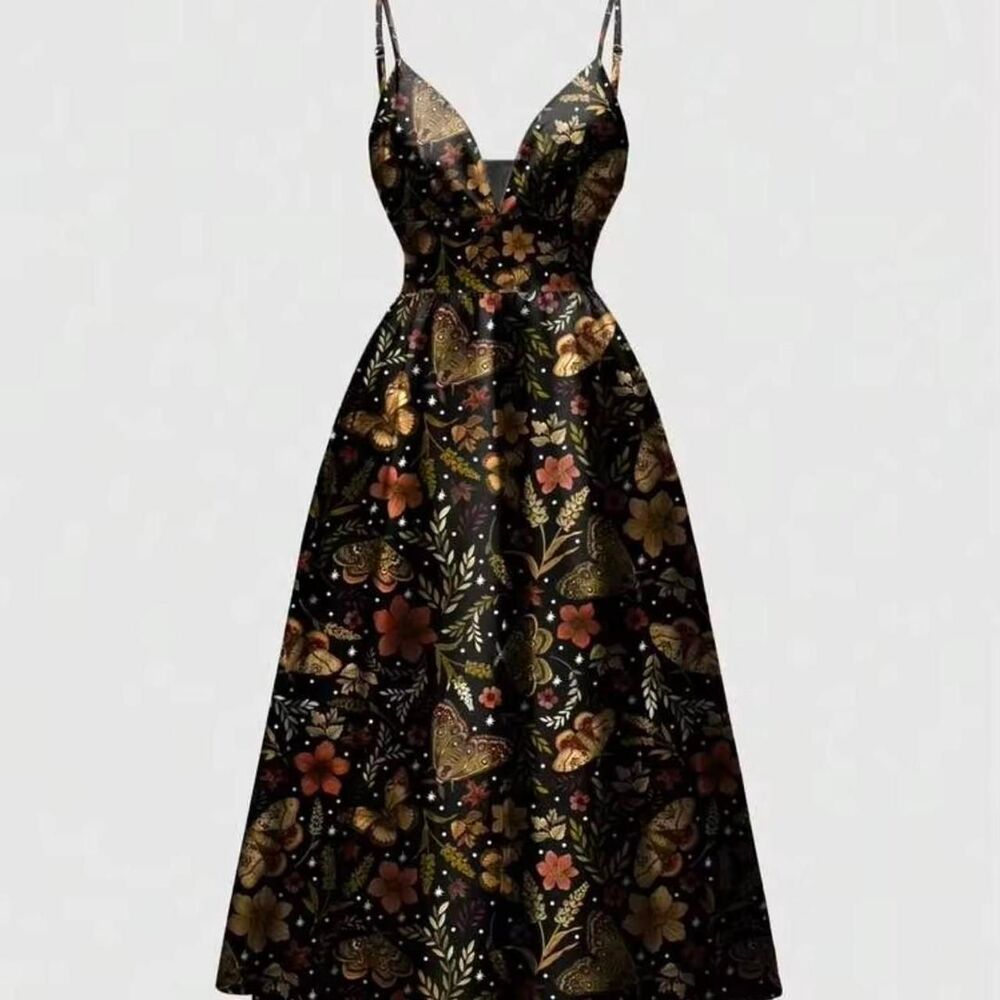 Romwe Women's Black and Burgundy Dress